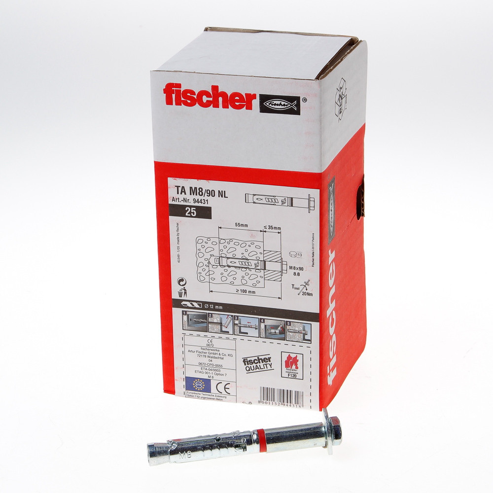 Fischer Hulsanker met tapbout verzinkt TA M8/90 NL