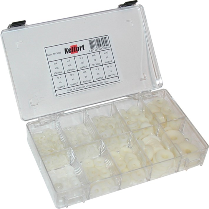 Assortimentsdoos sluitringen carossringen en nylon nr.19