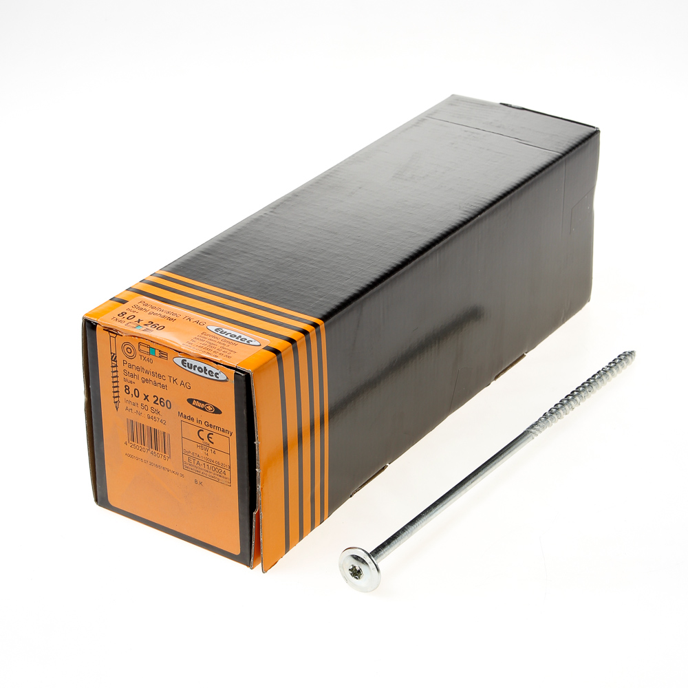 Eurotec Tellerkopschroef verzinkt T40 8x260mm  (per 50 stuks)