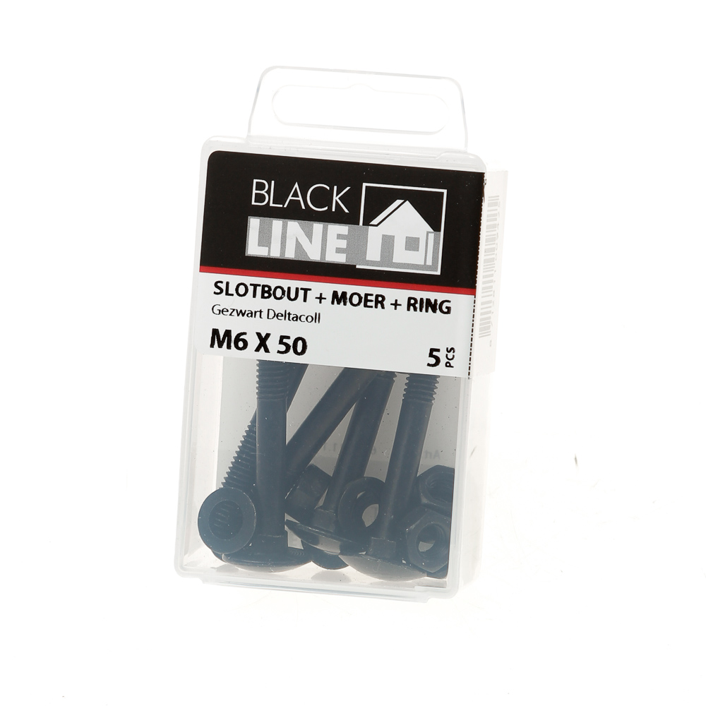 Slotbouten zwart m6X50 Verpakt per 5 stuks