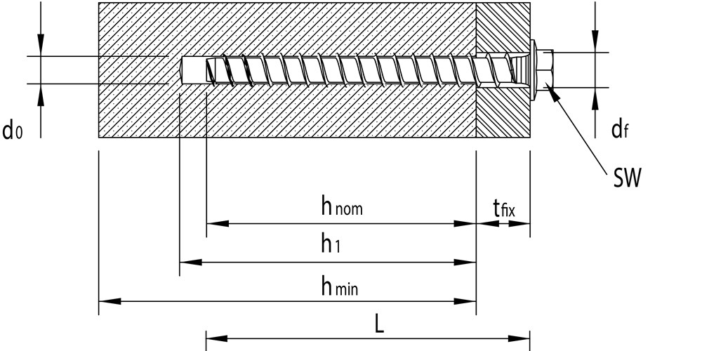 SFS Betonschroef Multi-Monti-plus, met zeskant kop en aangeperste ring, diameter 6 x 40mm, verzinkt