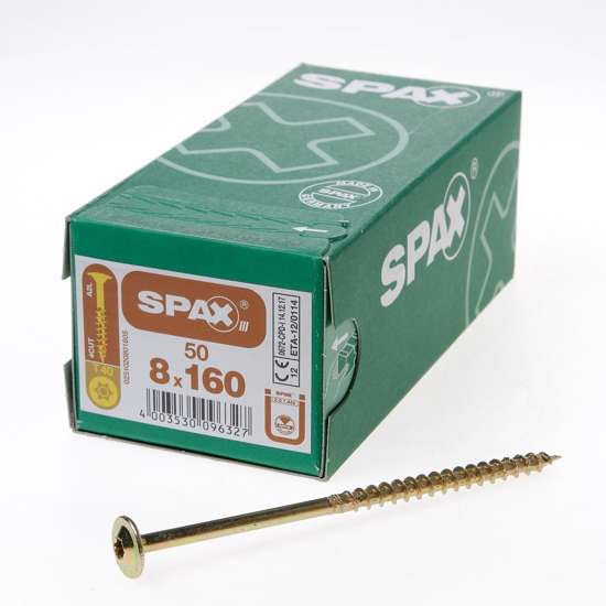Afbeelding van Spax Spaanplaatschroef Tellerkop discuskop gebruineerd T40 8 x 160mm