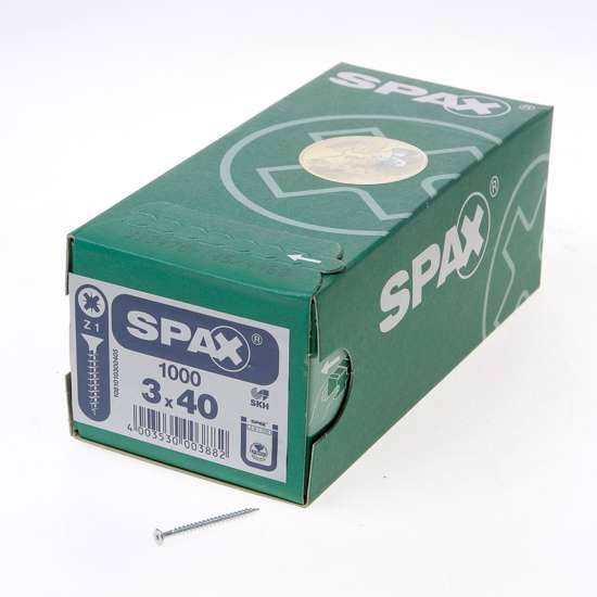 Afbeelding van Spax Spaanplaatschroef platverzonken kop verzinkt pozidriv 3.0x40mm (per 1000 stuks)