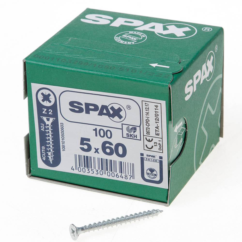 Spax Spaanplaatschroef Platverzonken Kop Verzinkt Pozidriv 50X60Mm Per 100 Stuks spax kopen in de aanbieding