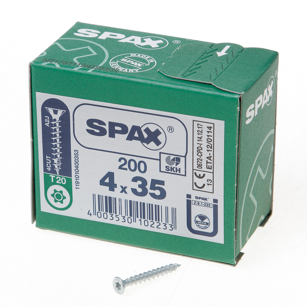Spax Spaanplaatschroef Platverzonken Kop Verzinkt T Star T20 40X35Mm Per 200 Stuks spax kopen in de aanbieding
