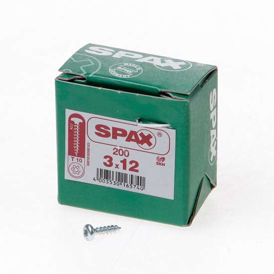 Afbeelding van Spax Spaanplaatschroef cilinderkop verzinkt T-Star T10 3.0x12mm (per 200 stuks)