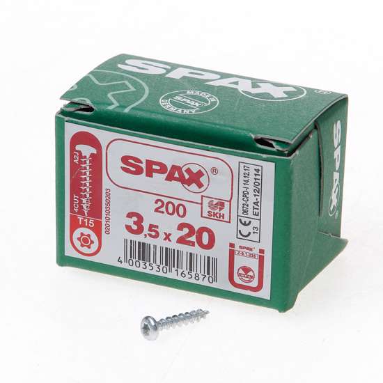 Afbeelding van Spax Spaanplaatschroef cilinderkop verzinkt T-Star T15 3.5x20mm (per 1000 stuks)