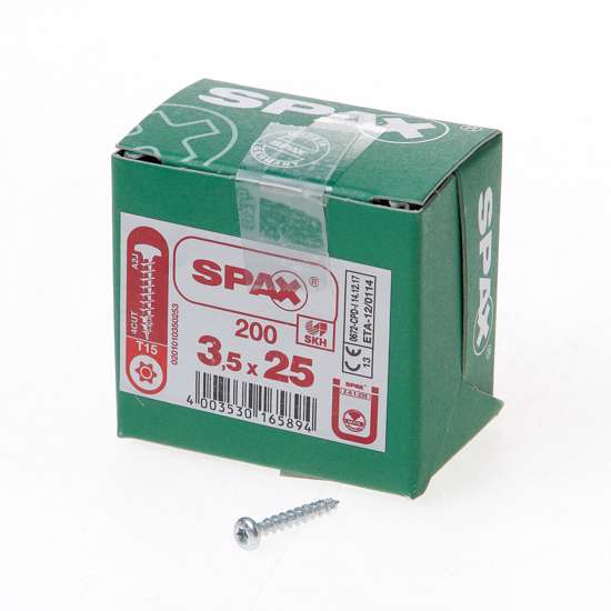 Afbeelding van Spax Spaanplaatschroef cilinderkop verzinkt T-Star T15 3.5x25mm (per 1000 stuks)