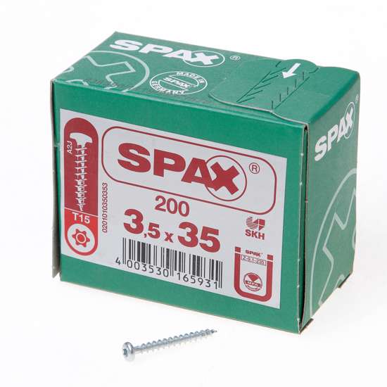 Afbeelding van Spax Spaanplaatschroef cilinderkop verzinkt T-Star T15 3.5x35mm (per 200 stuks)