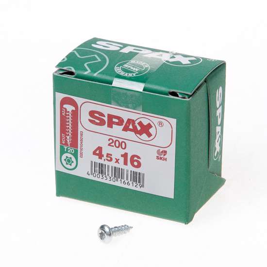 Afbeelding van Spax Spaanplaatschroef cilinderkop verzinkt T-Star T20 4.5x16mm (per 200 stuks)
