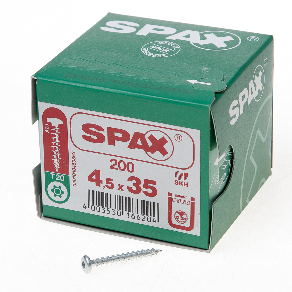 Spax Spaanplaatschroef Cilinderkop Verzinkt T Star T20 45X35Mm Per 200 Stuks spax kopen in de aanbieding