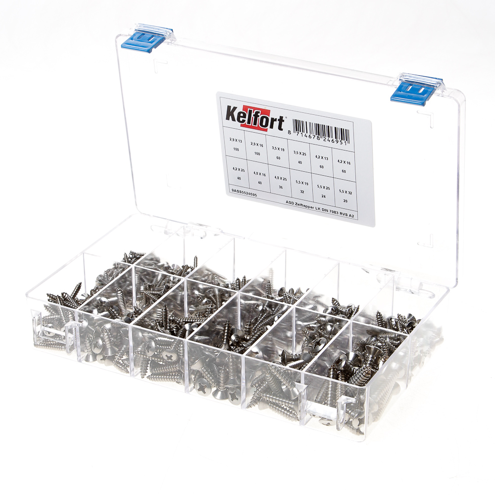 Kelfort Assortimentsdoos Zelftapper Lenskop Rvs A2 Din 7983 kelfort kopen in de aanbieding