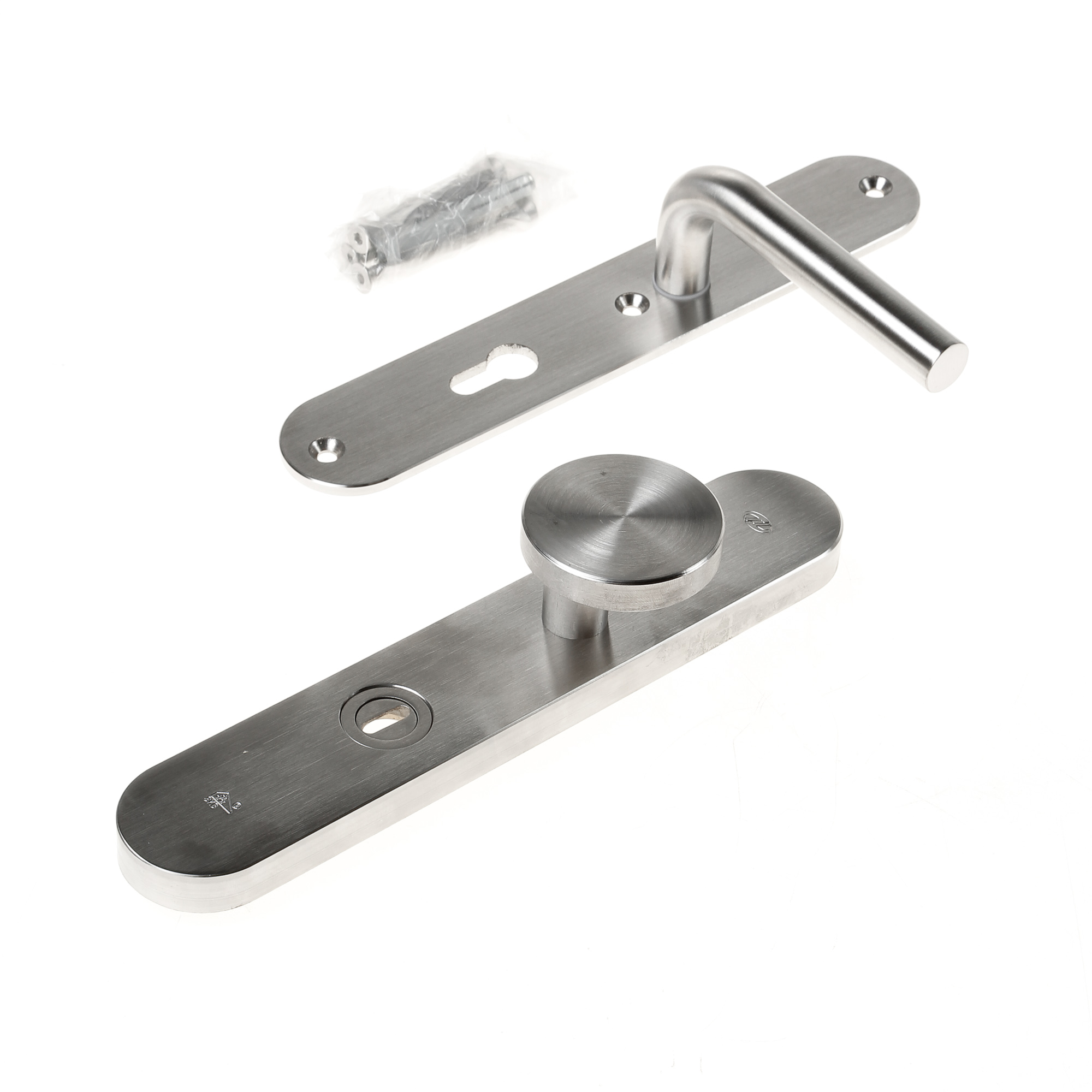 Jrs Veiligheidsknopgarnituur Roestvaststaal Afgerond Knop Torres En Deurkruk Porto Pc72 Met Verstelbare Kerntrek Skg jrs kopen in de aanbieding