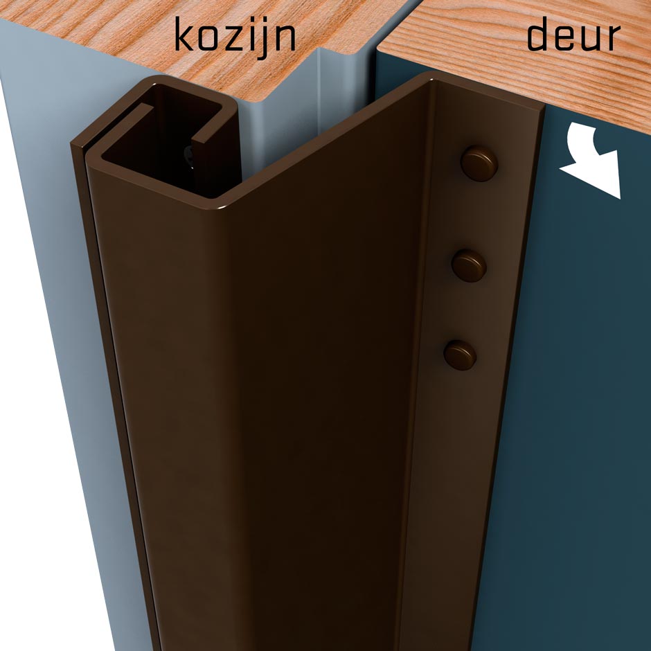 Secustrip Plus buitendraaiend bruin lengte 2300mm terugligging 0-6mm SKG* 1010.170.03