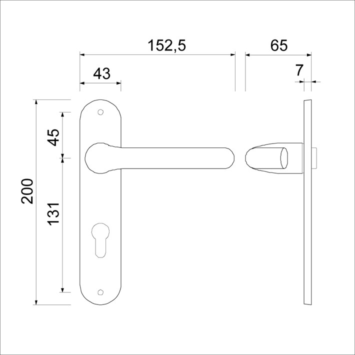 Ami Deurkrukgarnituur rota F1 PC72mm ovaal gatdeel