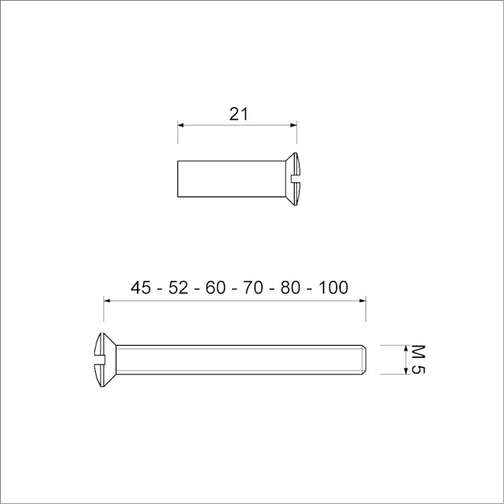 Ami Huls messing vernikkeld M5 x 21mm zaagsnede