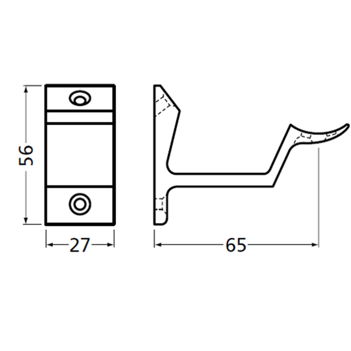 Leuninghouder opschroevend, aluminium/zilver 3542-02
