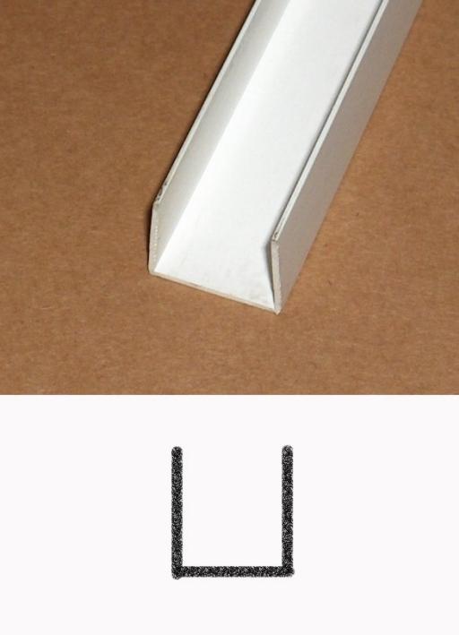 PVC u-profiel wit inwendig 18 x 18 x 18 x 1.5mm x 2.6 meter