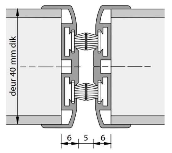 Afbeelding van Alprokon Pendeldeurnaald met borstel dubbel Uitv. 3110/2400 mm (VOORRAAD)