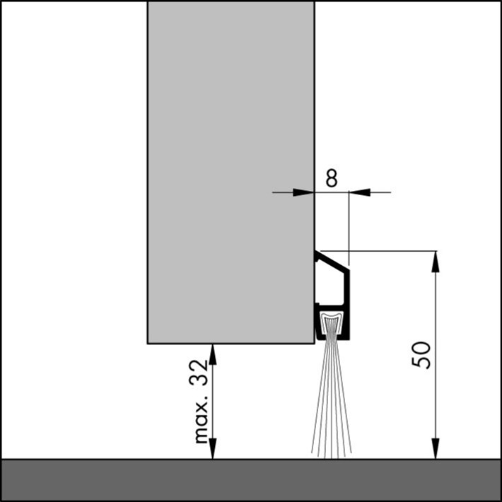 Ellen Dorpelstrip met borstel aluminium ibs 300cm