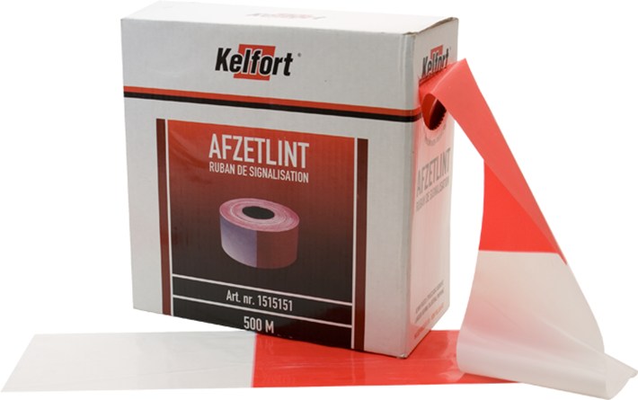 Kelfort Afzetlint Roodwit Geblokt 80Mm X 500 Meter kelfort kopen in de aanbieding