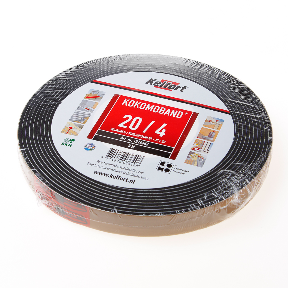Afdichtingsband zwart op rol van 8 meter, afmeting 20mm, voor voegbreedte 4mm