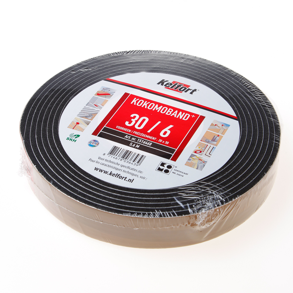 Afdichtingsband zwart op rol van 5.6 meter, afmeting 30mm, voor voegbreedte van 6mm