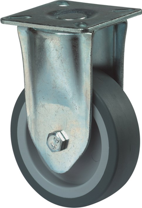 Kelfort Bokwiel met rubber wiel en glijlager, grijs 65kg 100mm