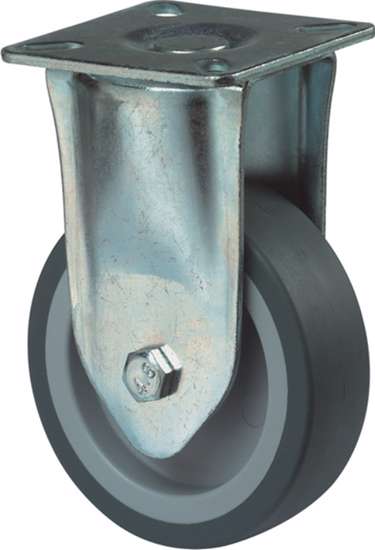 Afbeelding van Bokwiel met rubber wiel en glijlager, grijs 65kg 100mm