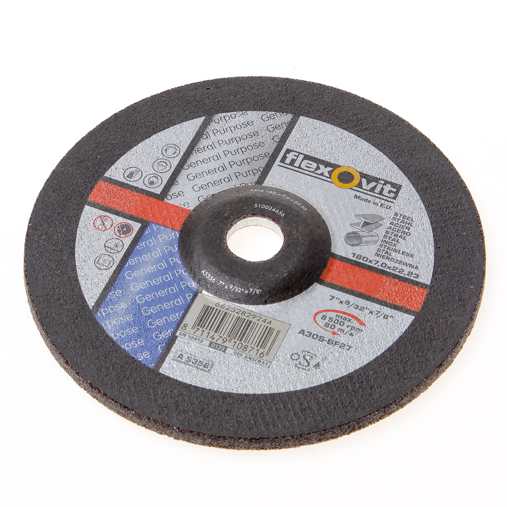 Flexovit Afbraamschijf A 24 Q Bf2 7 Staal En Rvs 180 X 7 X 22Mm flexovit kopen in de aanbieding Flexovit Afbraamschijf A 24 Q Bf2 7 Staal En Rvs 180 X 7 X 22Mm flexovit kopen in de aanbieding