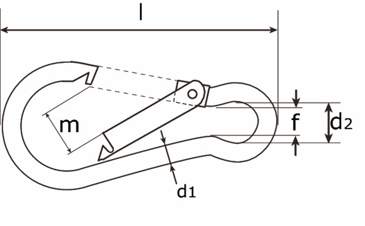 Karabijnhaak 245-04I C-DIN 5299 RVS AISI 316 40 x 4mm 8000.024.5I04