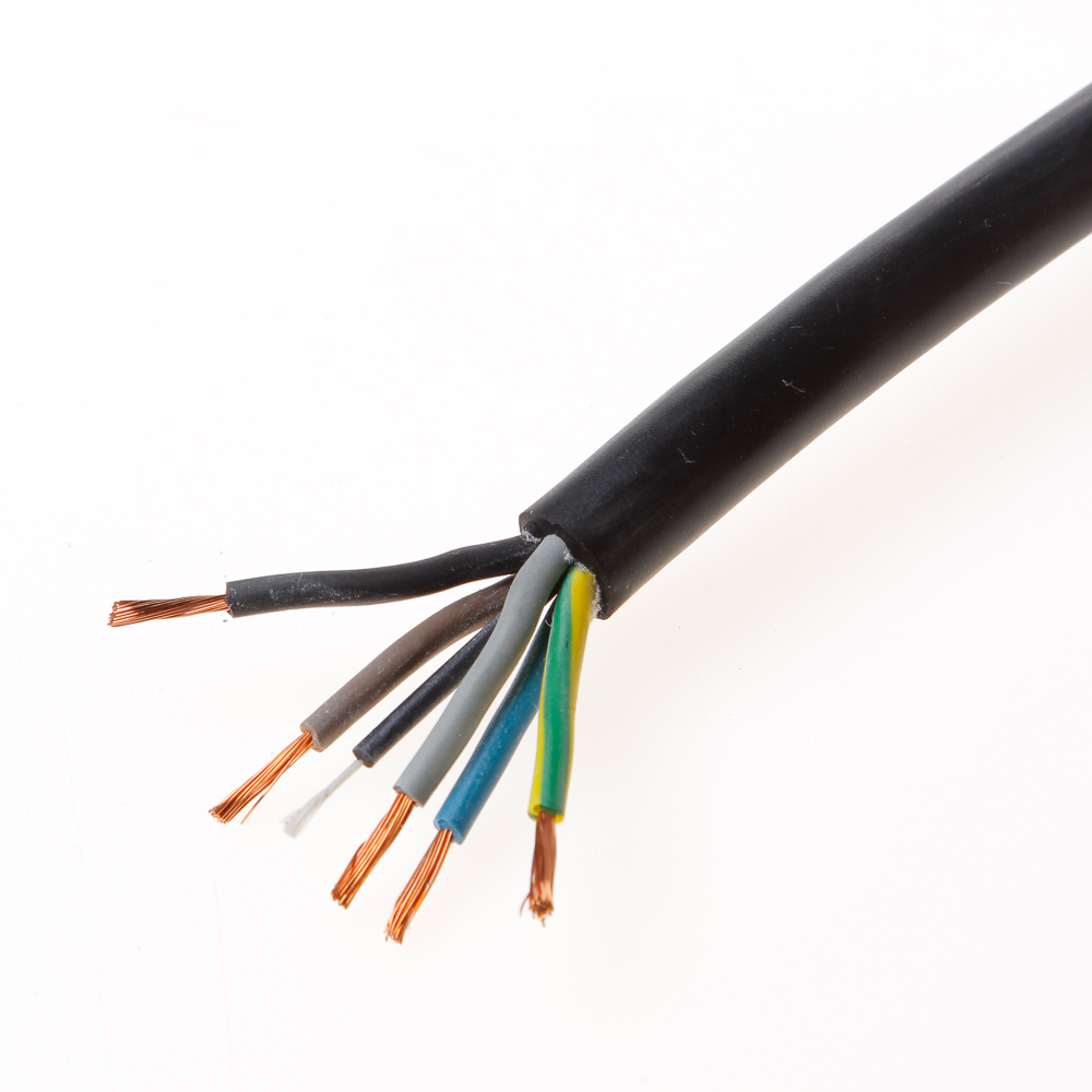 Kabel rubber glad zwart 5 x 1.5mm²