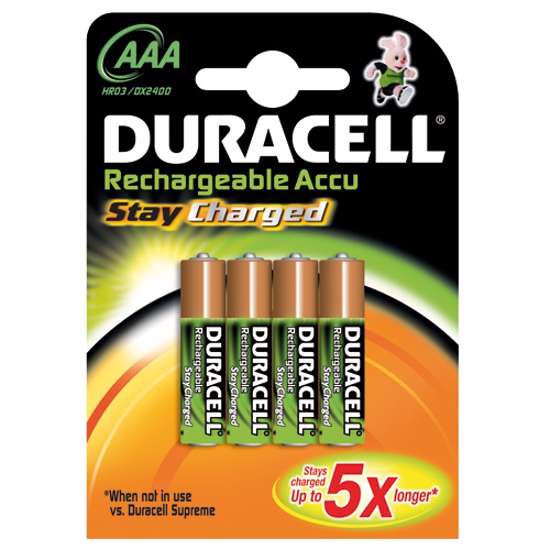 Afbeelding van Duracell Batterij GP NiHM oplaadbaar aaa blister van 4 batterijen