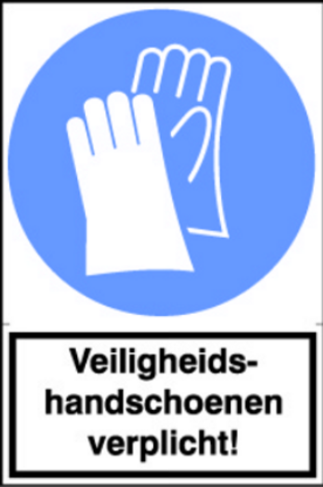 Sticker Veiligheids handschoenen verplicht!