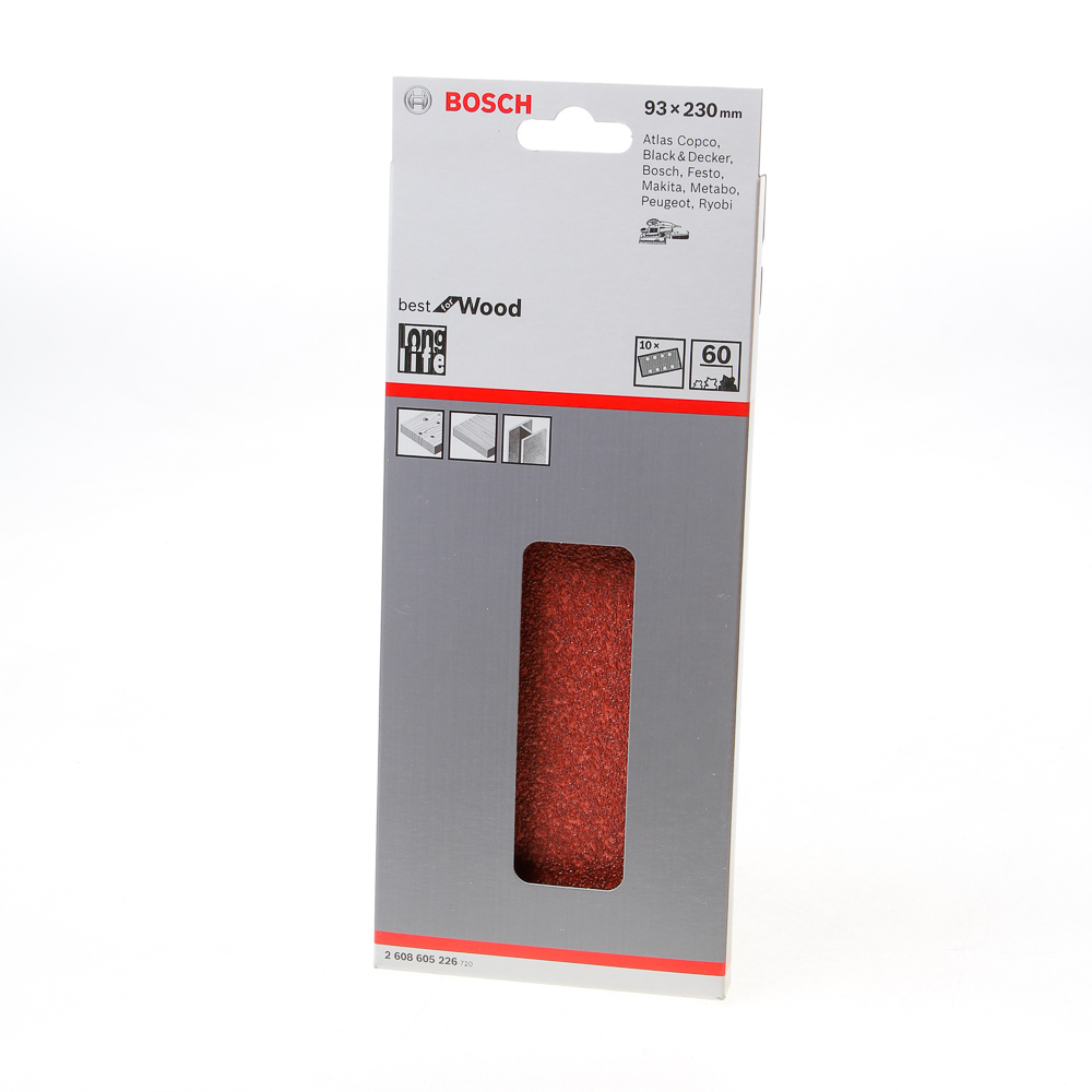 Schuurvel wood and paint 93 x 230mm K60 blister van 10 vellen