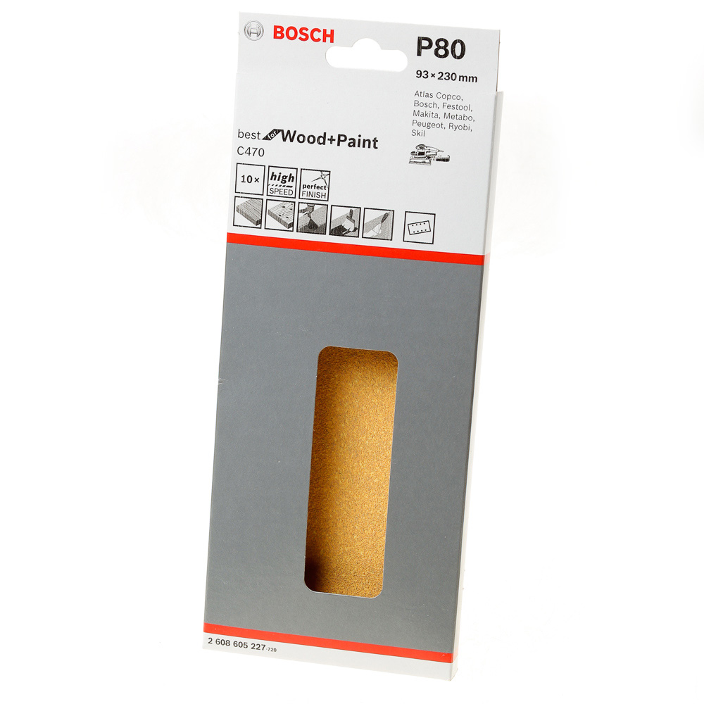 Schuurvel wood and paint 93 x 230mm K80 blister van 10 vellen