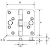 Afbeelding van Kogellagerscharnier H367-89892025 RVS ronde hoeken 89 x 89 x 3mm 6732.133.8989