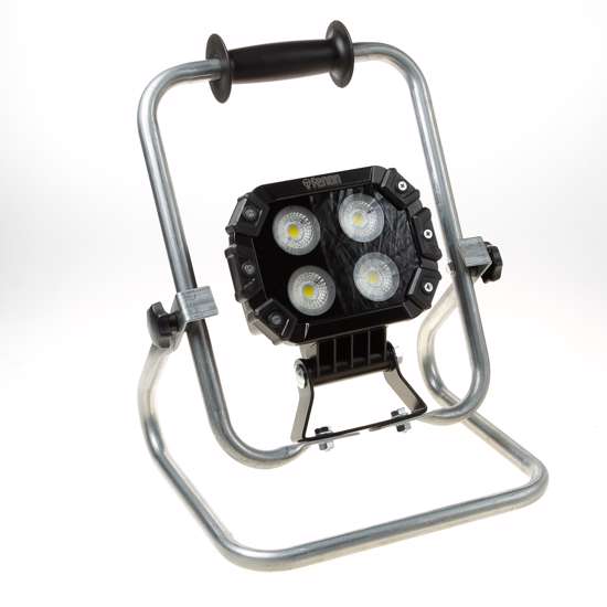 Afbeelding van Bouwlamp ToolWizard TW-40S, universele bouwlamp met accu adapter, dimbaar. Geschikt voor gebruik met accu's van Hikoki, Makita, Bosch en Panasonic.