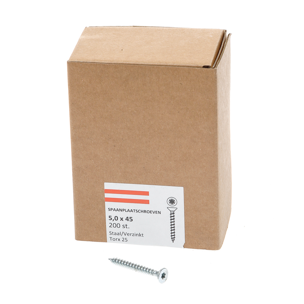 Spaanplaatschroef verzinkt platkop tx-25 5.0X45 voldraad (200)