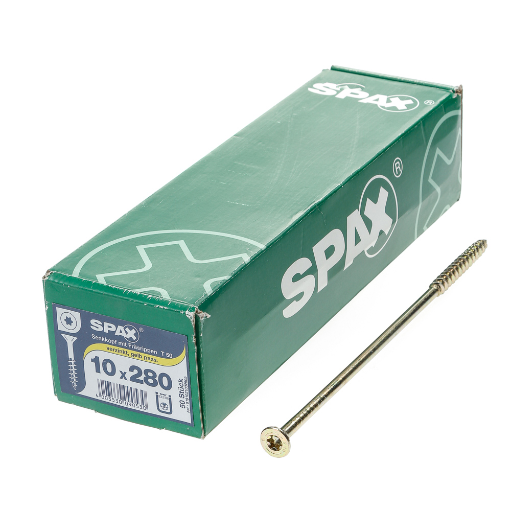 Spax-s Spaanplaatschroef platverzonken kop geel verzinkt T50 10 x 280mm