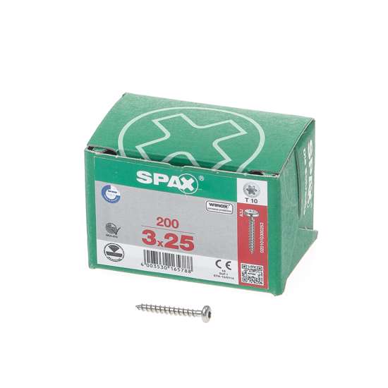 Afbeelding van Spax Spaanplaatschroef cilinderkop verzinkt T-Star PZ1 3.0x25mm (per 1000 stuks)