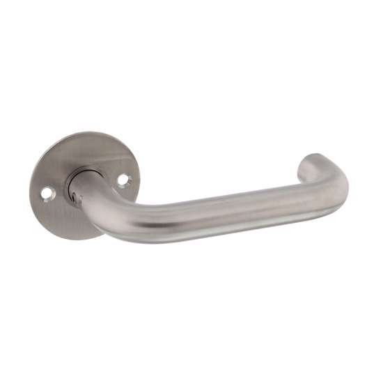 Afbeelding van P+E Gatdeel deurkruk U-model op ronde rozet 8mm stift rvs geborsteld