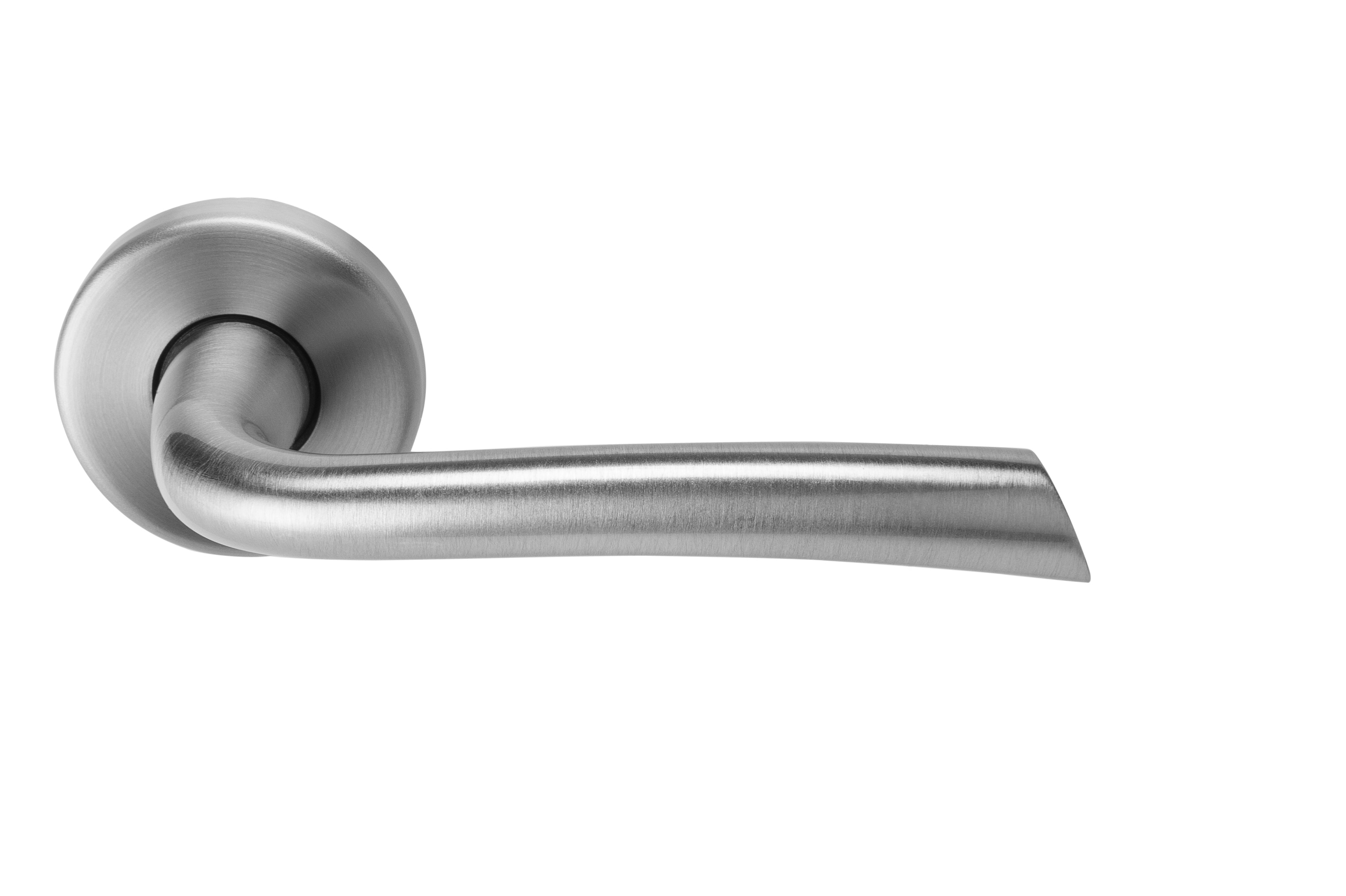Deurkruk Rhapsodie mat nikkel gelakt, krukstel op rond rozet 50mm
