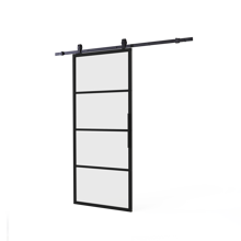 Afbeeldingen van DIY-schuifdeur Cubo zwart inclusief mat glas, afmeting deur 2350x980x28mm + zwart ophangsysteem type Basic Top