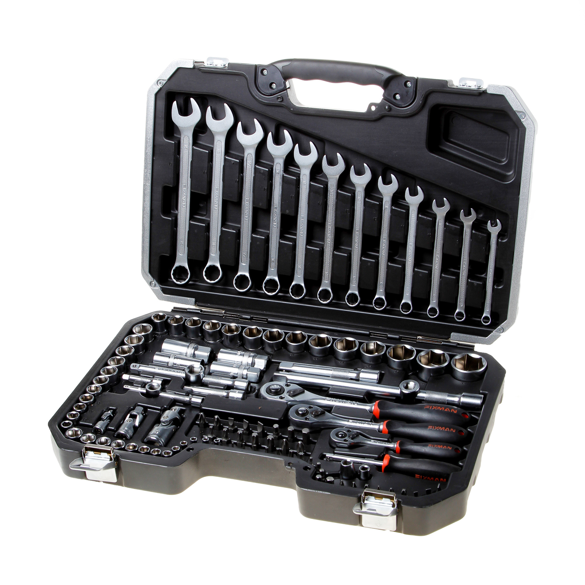 Fixman doppenset 1/4"-3/8"-1/2" 111-delig in koffer B5111M