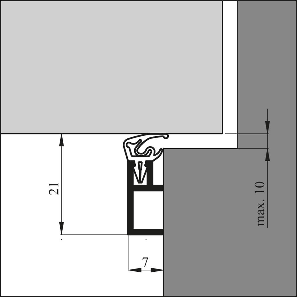 Tochtprofiel alu.opbouw arp+ 220cm