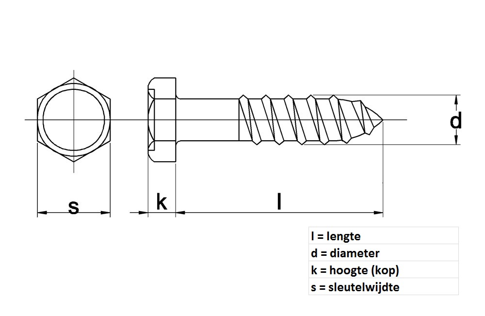 Houtdraadbout gegalvaniseerd 6 x 45mm