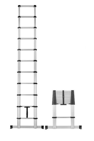 Telescpoische ladder CAS soft close, Smart Safe Pro, 11 treden, werkhoogte 4,05m, inclusief stabilisatiebalk