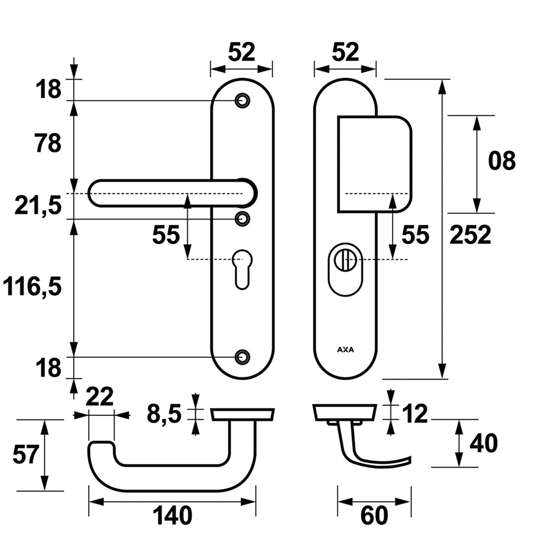 Afbeelding van AXA vh gr/kr schild RD F1 6668 pc55 ktb 