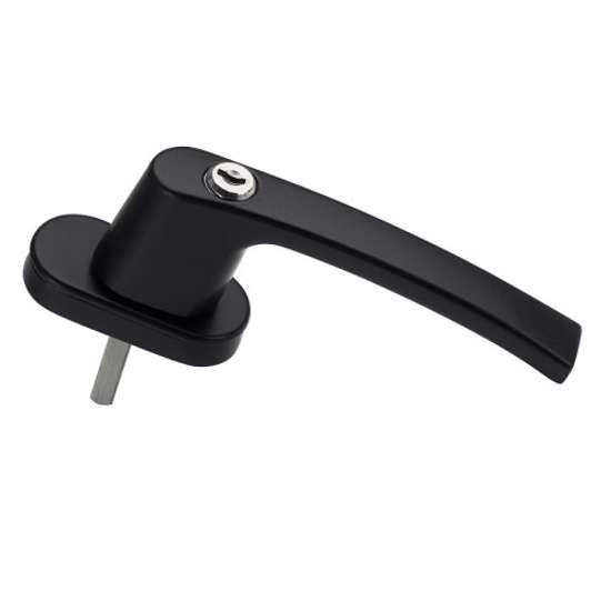 Afbeelding van Raamkruk, afsluitbaar door cilinder. Stiftlengte 32mm, dtiftdikte 7x7mm. Kleur zwart. SKG2.